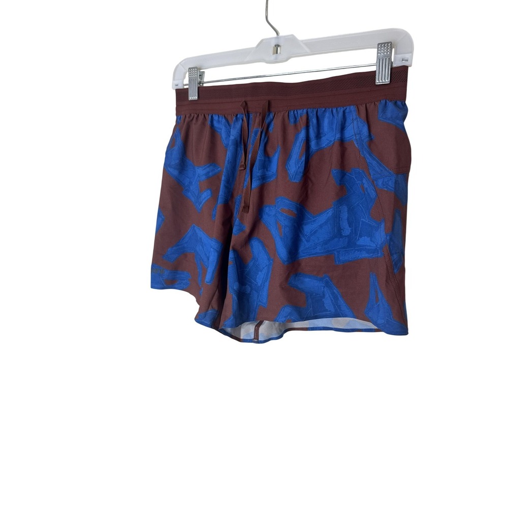 Janji 5 Inch AFO Middle Shorts Mens Small Brown Print Running Lined Athletic